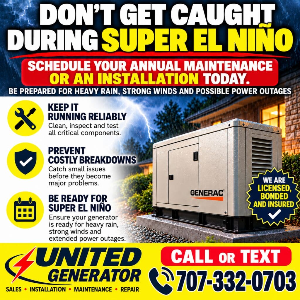 Mike in the warehouse on the forklift United Generator El Nino service ad