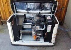 Open generator housing showing internal engine